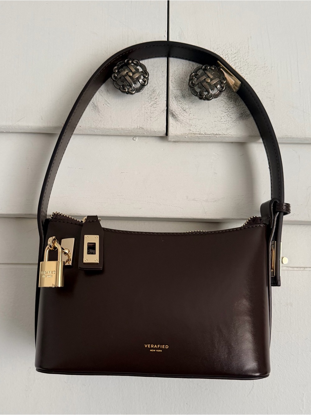 Verafied Mini Gold Chocolate Hobo Bag